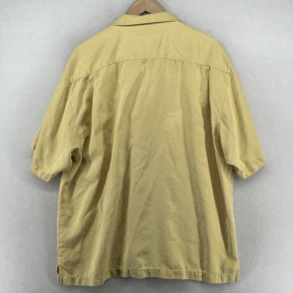 TOMMY BAHAMA Shirts Mens XL Silk Fish Jacquard Button Up Short Sleeve Yellow - Picture 2 of 14